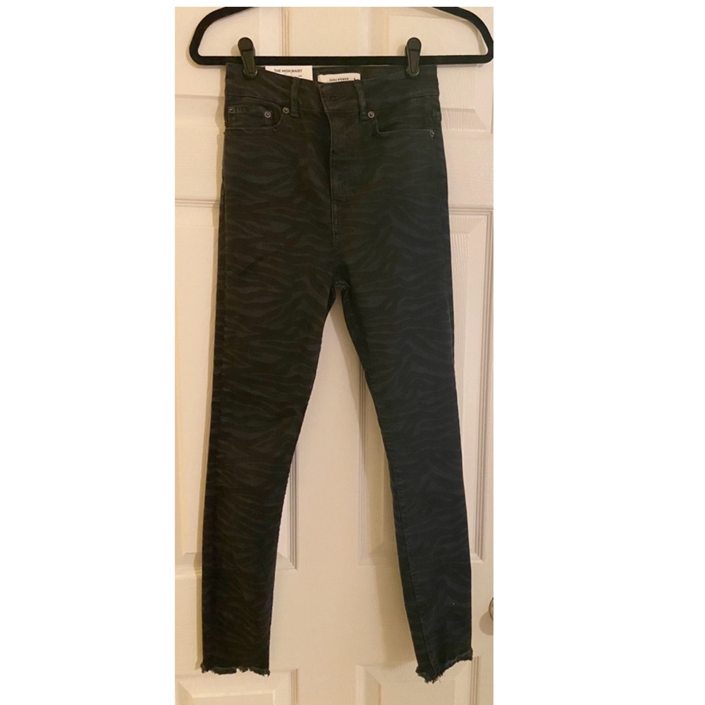 Zara: Black and Grey Zebra Print Skinny Jeans